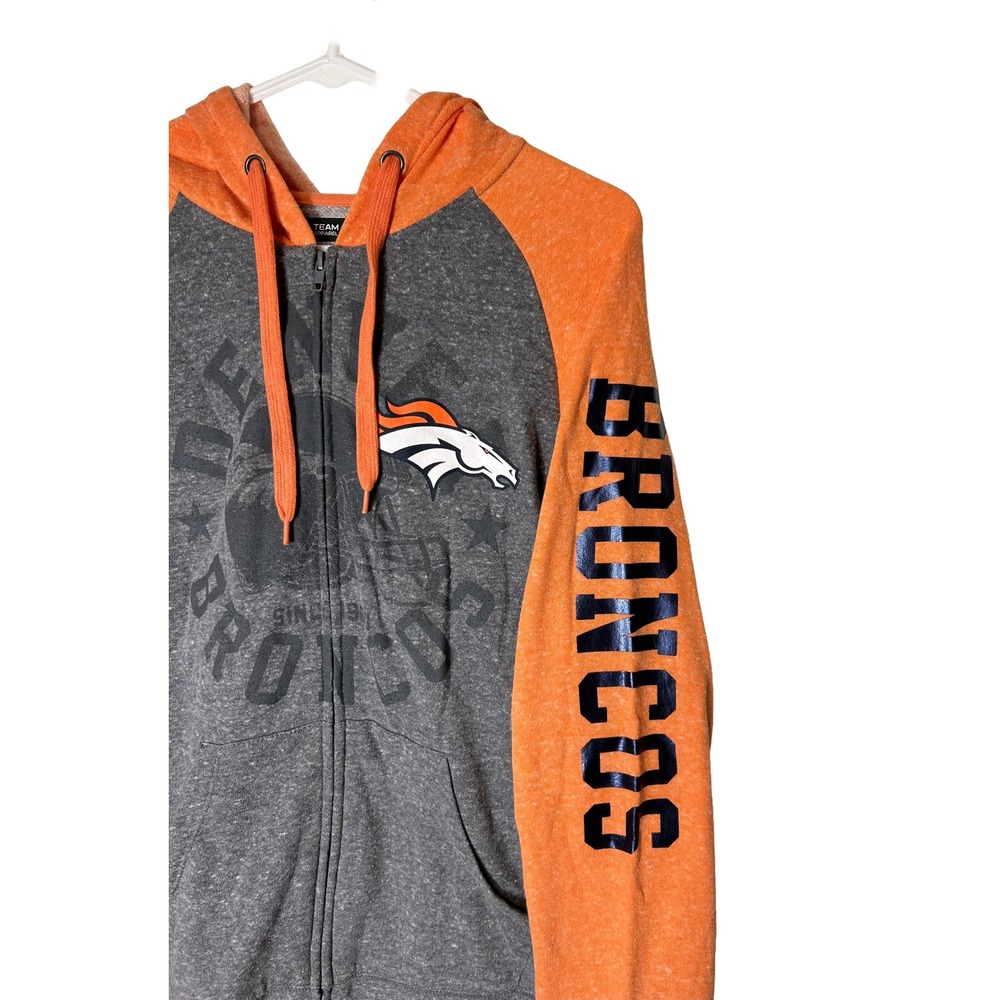 Denver Broncos NFL Team Apparel Women's‎ Full Zip Hoodie Gray Orange Size L
